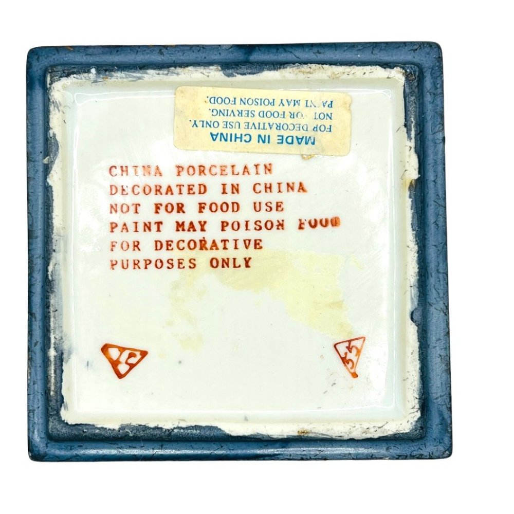 Qianlong Antique Enameled Porcelain Trinket Box Hand Painted Flower Scene RARE - Picture 9 of 9